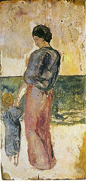 Pablo Picasso Paintings Mother And Child Walking On The Beach